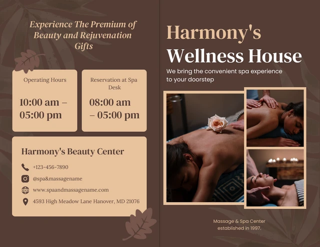 Brown And Gold Luxury Modern Aesthetic Massage Spa Brochure - صفحة 1
