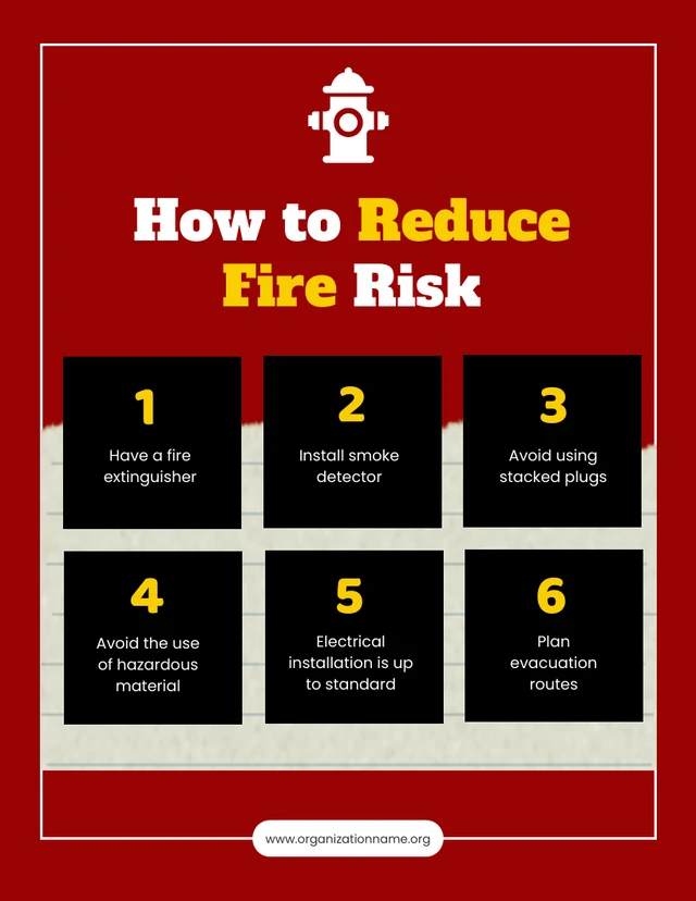 Modelo de redução de risco de incêndio em vermelho e preto