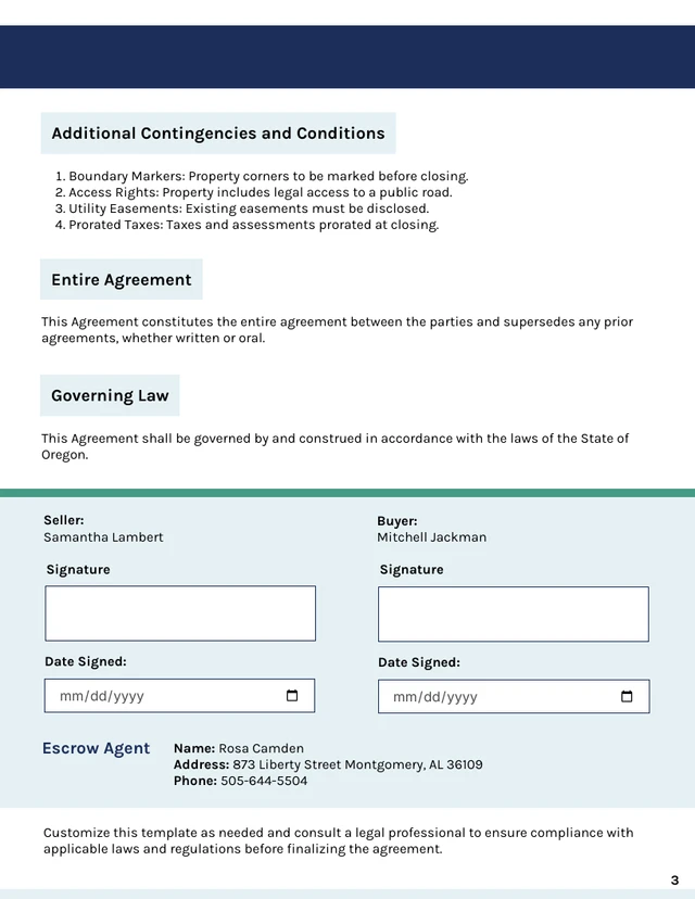 Land Sale Contract Template - صفحة 3