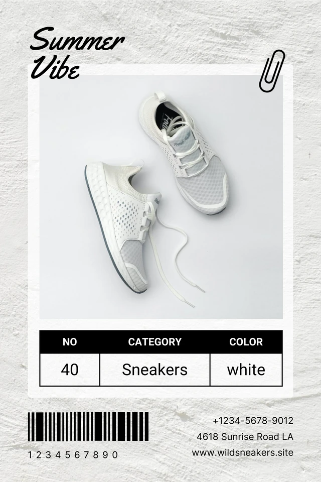 White Modern Texture Sneakers Product Label Template