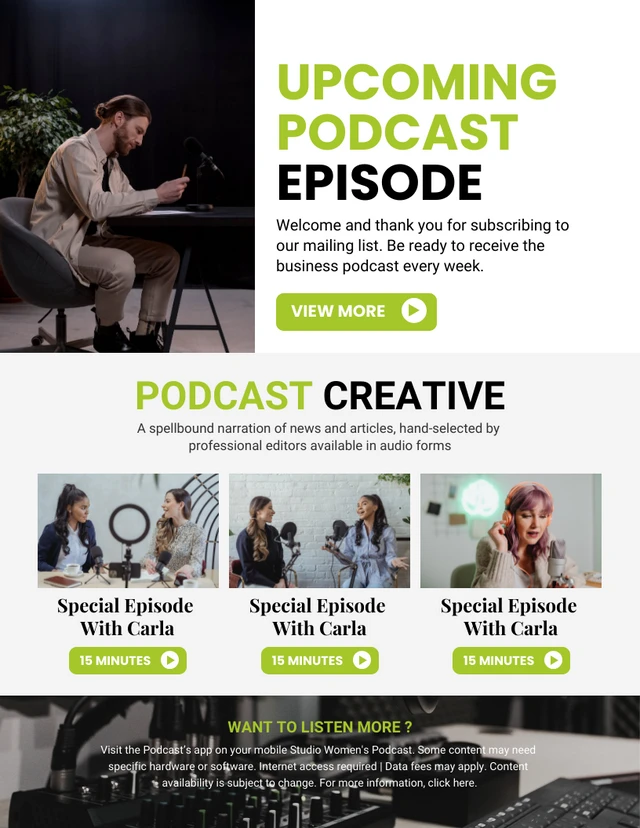White And Green Modern Creative Podcast Email Newsletter