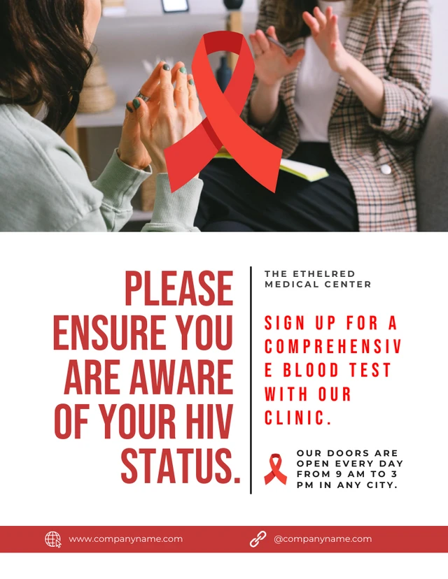 White And Red Simple HIV/AIDS Poster Template