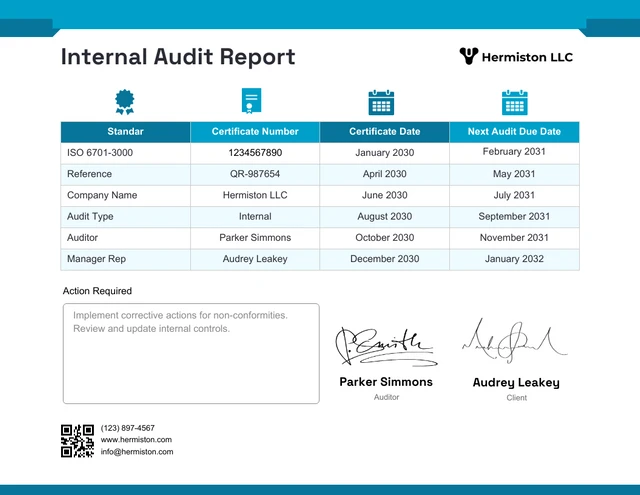 Internal Audit Report Template