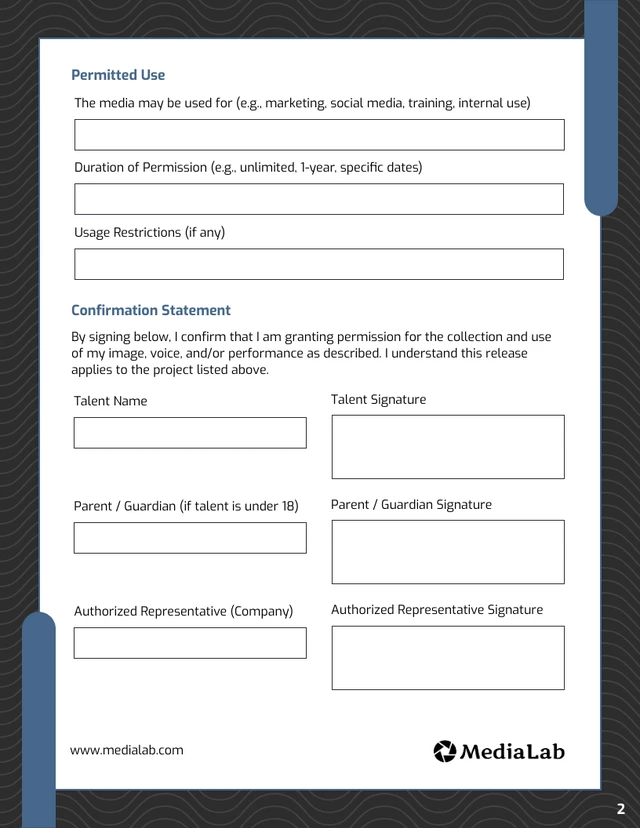 Talent Release Form Template - Página 2