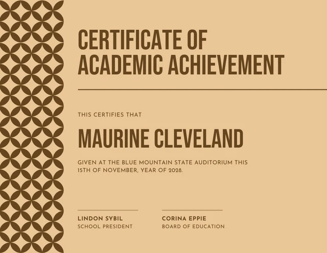 Modèle de certificat académique de texture classique marron