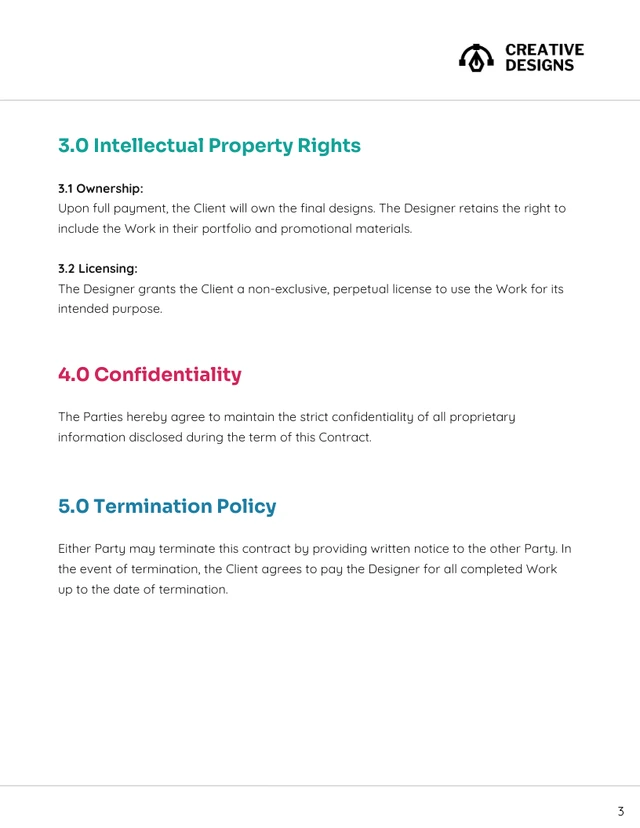 Freelance Graphic Design Contract Template - Pagina 3