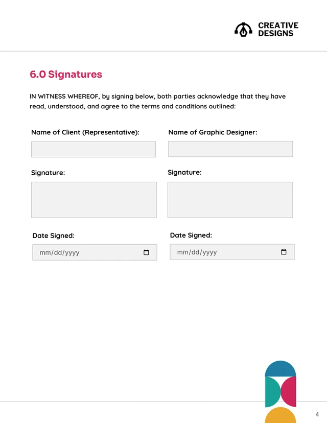 Freelance Graphic Design Contract Template - Pagina 4
