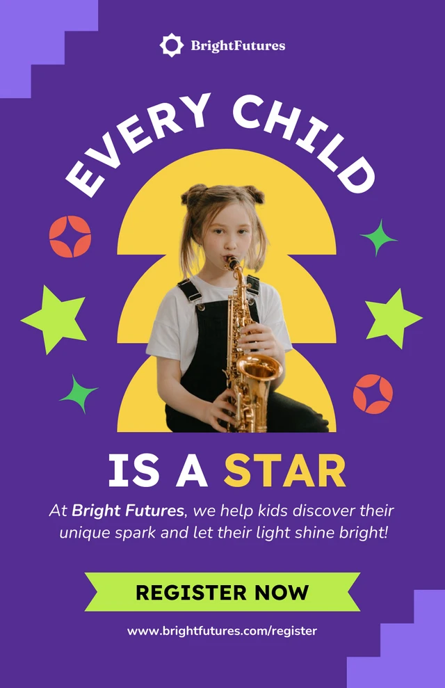 Modèle d'affiche promotionnelle pour un atelier de musique pour enfants
