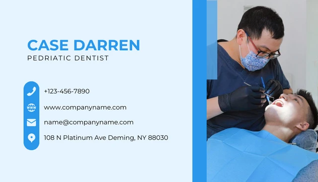 Light Blue Simple Photo Dental Business Card - Seite 2