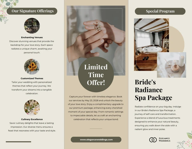 Minimalist Cream and Ebony Wedding Tri-fold Brochure - Page 2