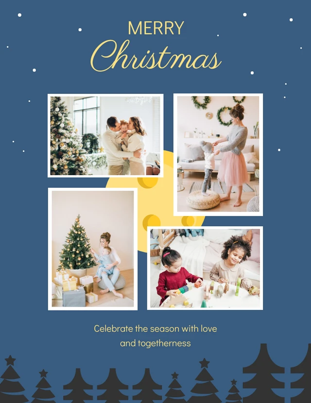 Night Blue Christmas Collage Template