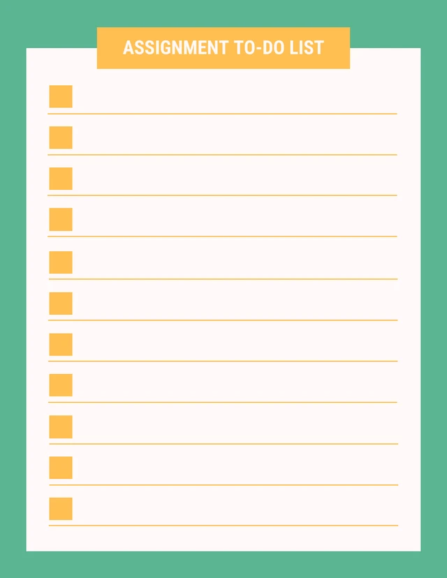 Green Minimalist Assignment To-do List Schedule Template