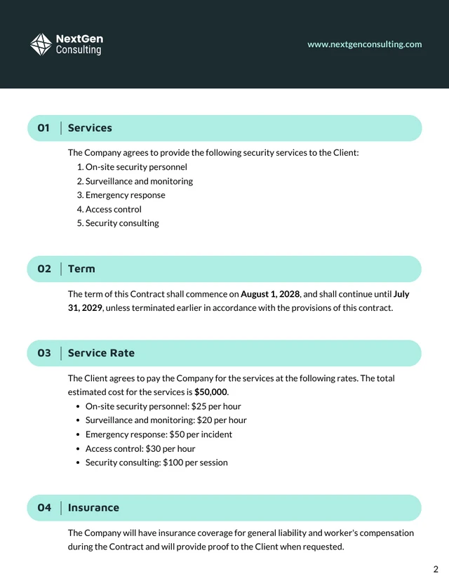 Private Security Contract Template - Seite 2