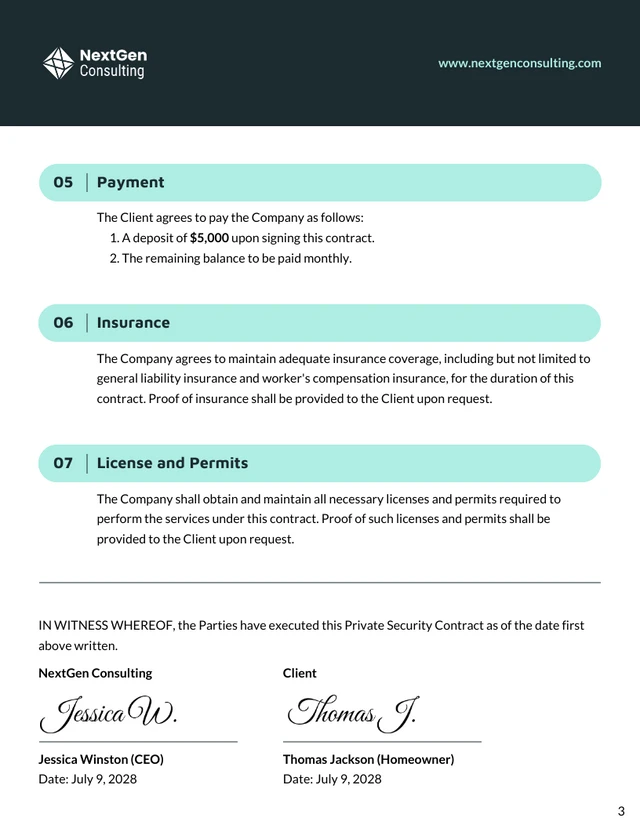 Private Security Contract Template - Pagina 3