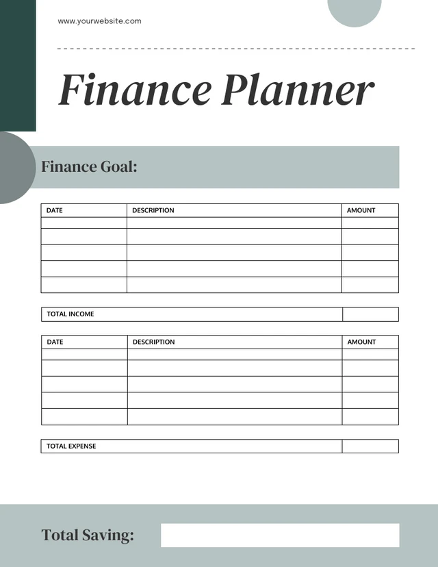 White and Green Finance Planner Template