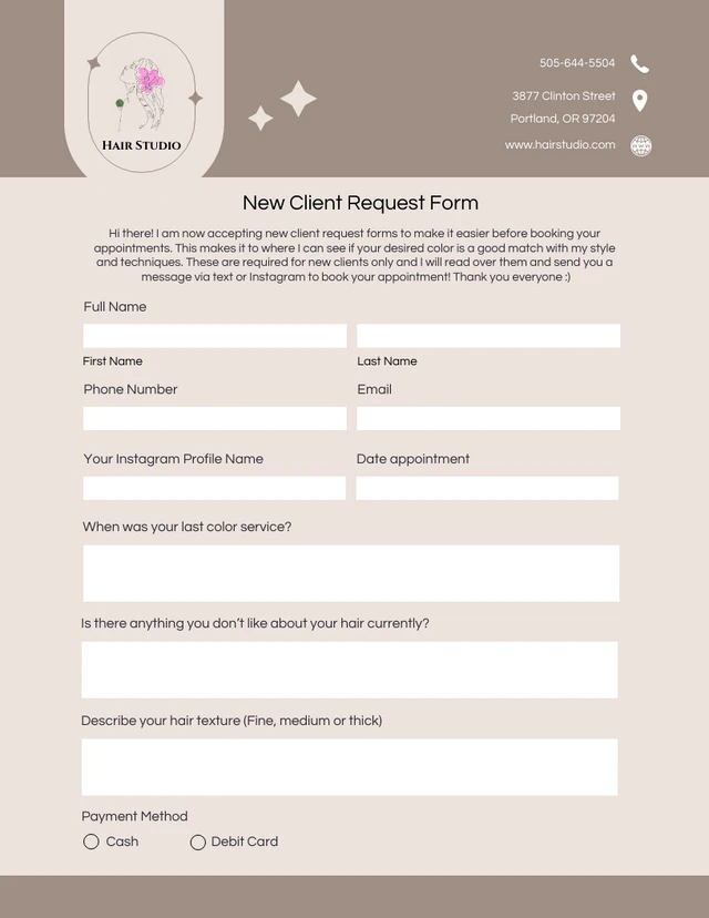 Brown Minimalist Request Forms Template