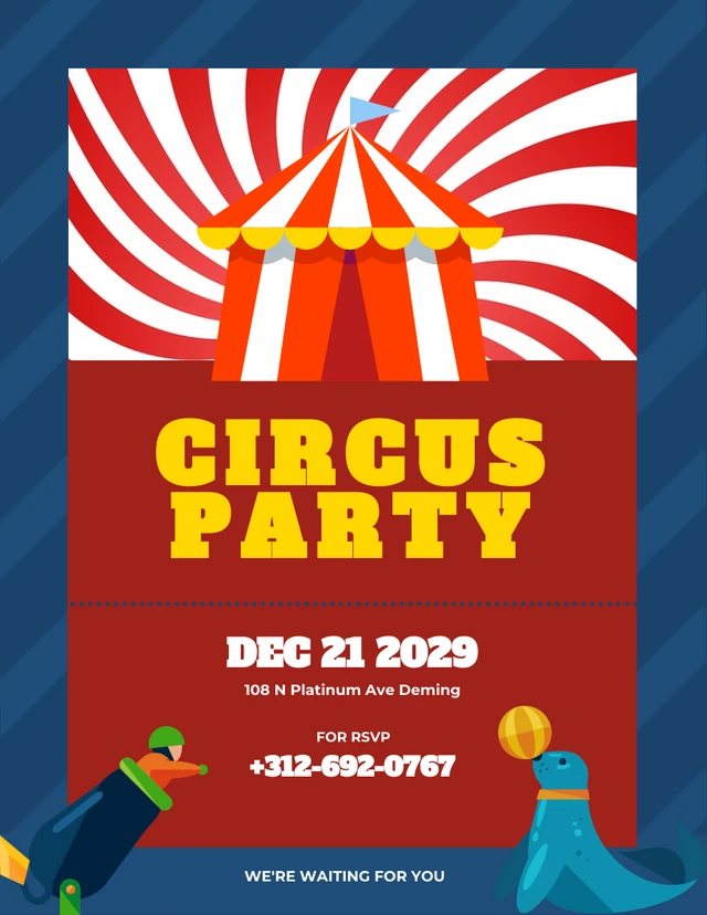 Blue And Red Circus Invitation Template