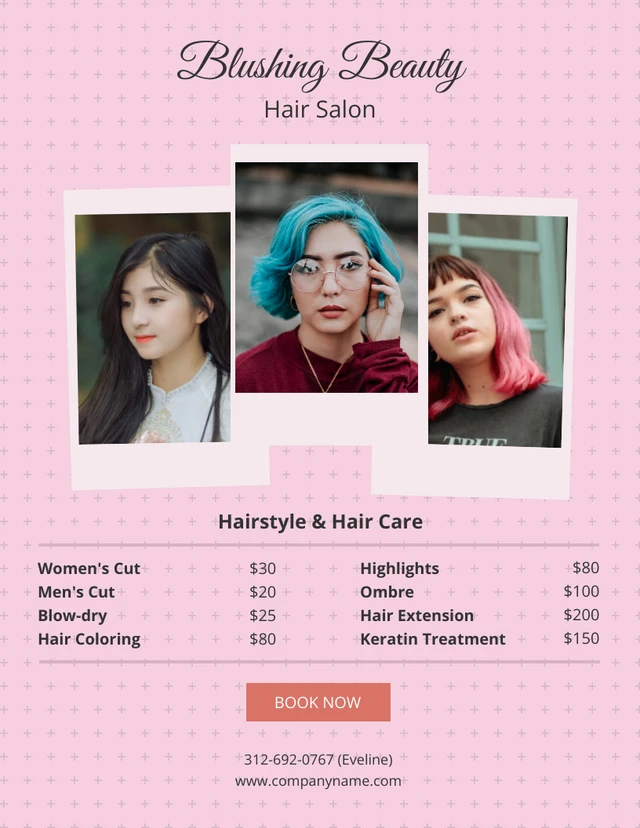 Flyer salon de coiffure rose Template