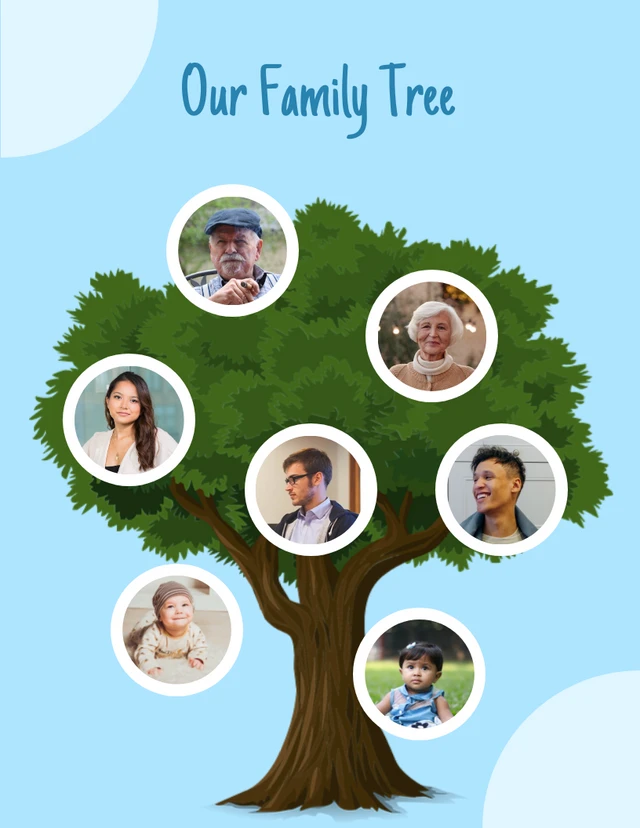 Babyblaue einfache Illustration unserer Stammbaum-Plakatvorlage