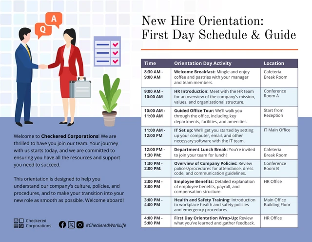 HR Policy Guide: New Hire Orientation Schedule Template