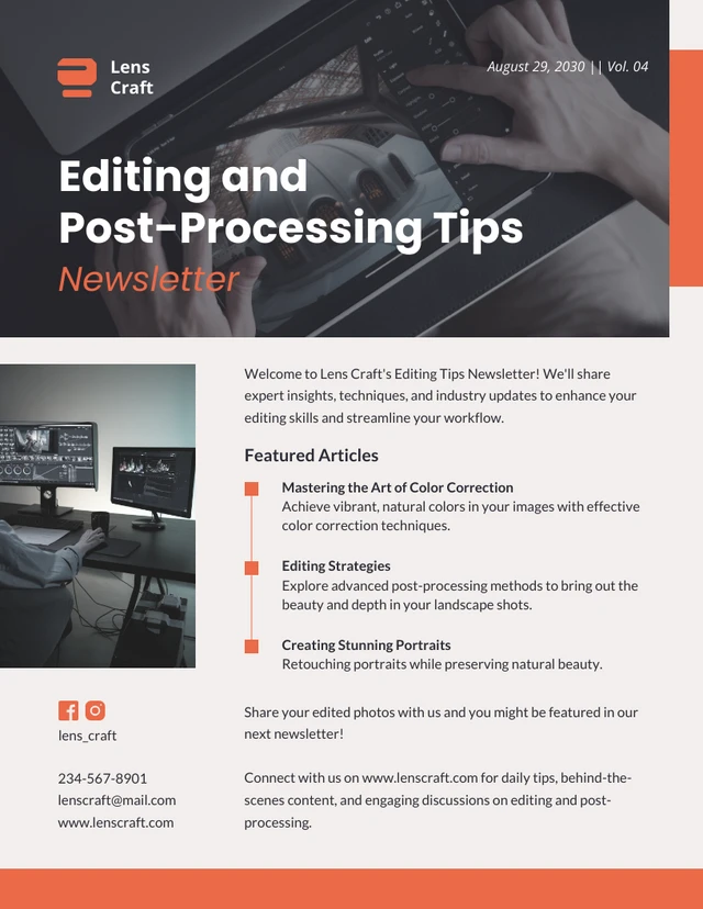 Editing and Post-Processing Tips Newsletter Template