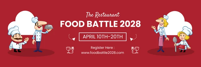 Red Minimalist Illustration Food Battle Banner Template