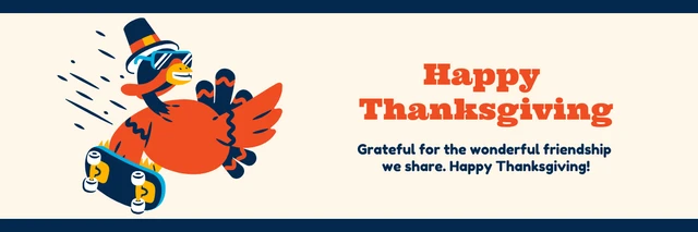 Modèle de bannière de joyeux Thanksgiving bleu marine et beige illustration simple