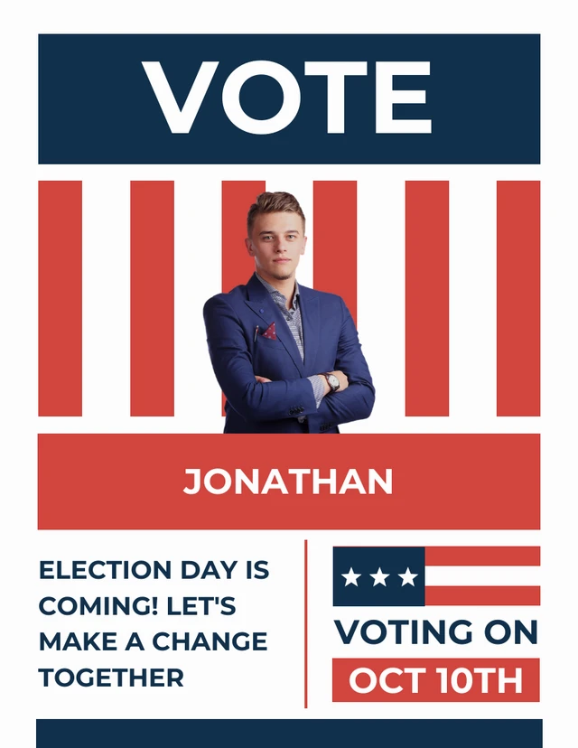 White Blue And Red Election Posters Template