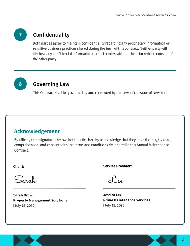 Annual Maintenance Contract Template - page 4