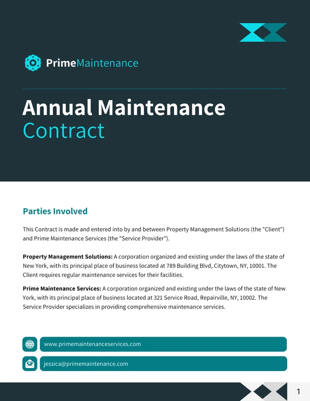 Annual Maintenance Contract Template - Pagina 1