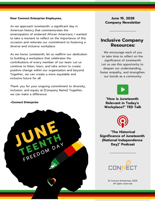 Modello di newsletter via email per il Giorno dell'Indipendenza Nazionale del Juneteenth