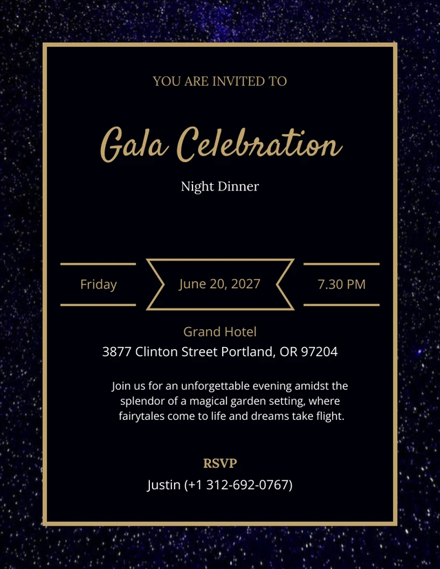 Elegant Dark Night Gala Invitation Template