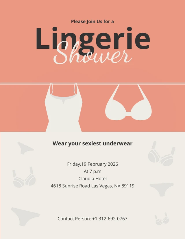 Soft Red And White Simple Lingerie Shower Invitation Template