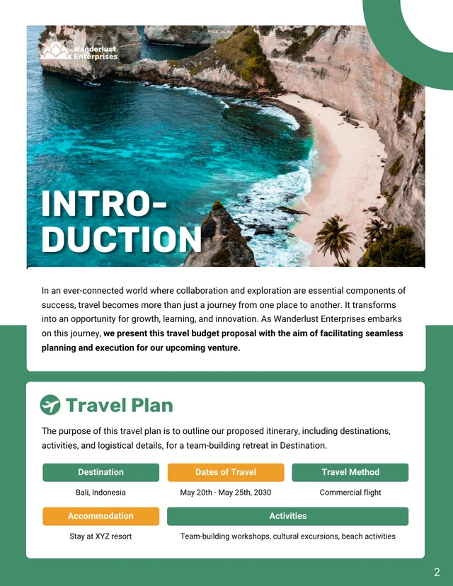 Travel Budget Proposal Template - صفحة 2