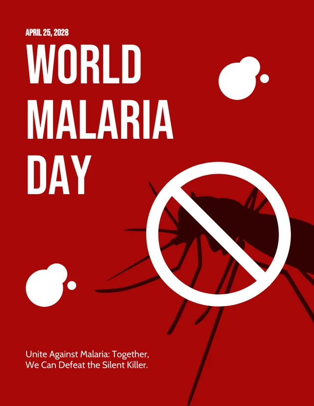 Red Minimalist World Malaria Day Poster Template