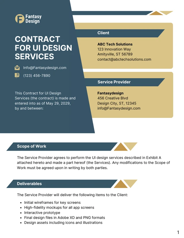 UI Design Contract Template - صفحة 1