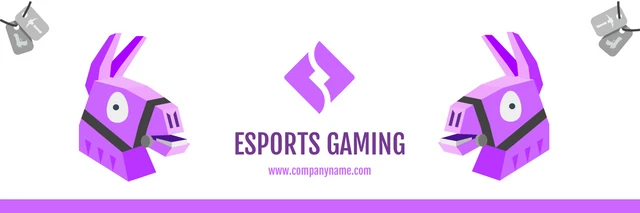 White And Purple Simple Illustraion Donkey Esport Gaming Banner Template