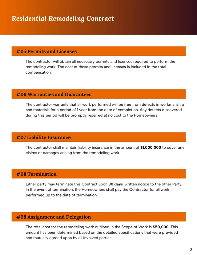 Home Remodeling Contract Template - Página 3