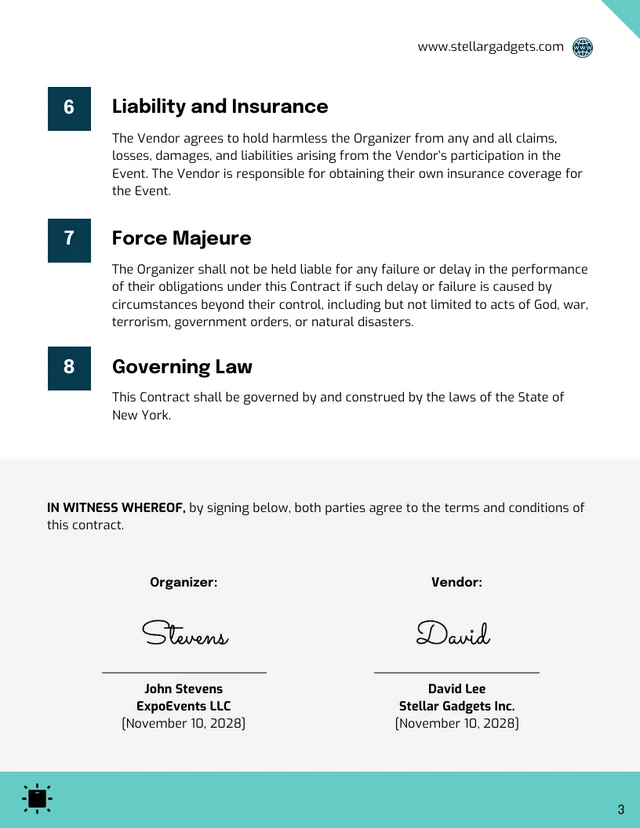 Trade Show Vendor Contract Template - Page 3