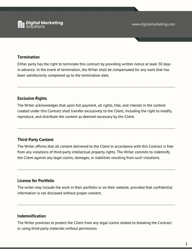 Freelance Writer Contract Template - page 3