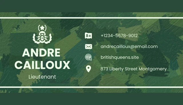 Green Modern Pattern Military Business Card - page 2