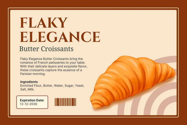 Plantilla de etiqueta de comida de croissant simple marrón
