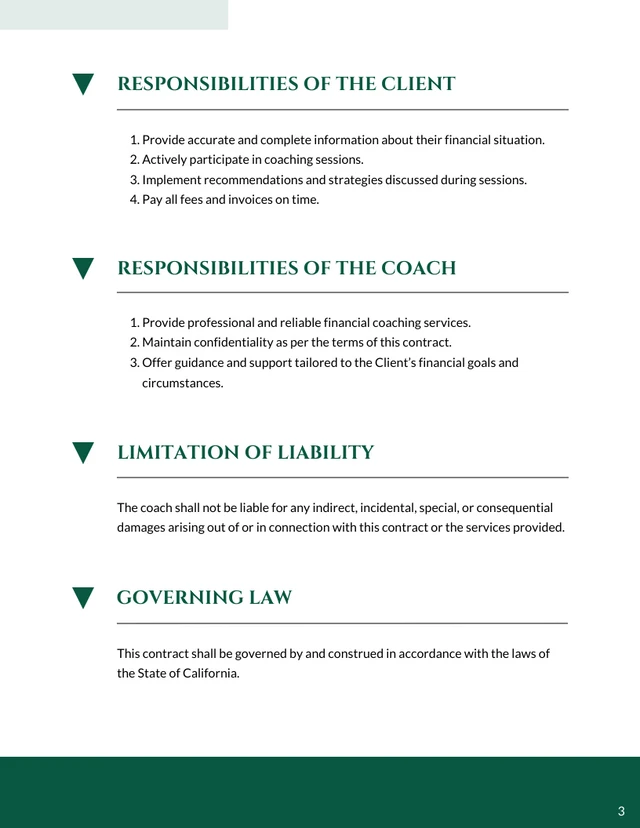 Financial Coaching Contract Template - Pagina 3