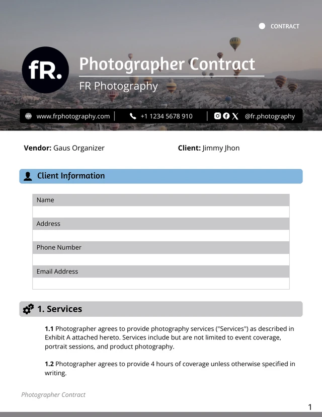 Photographer Contract - صفحة 1