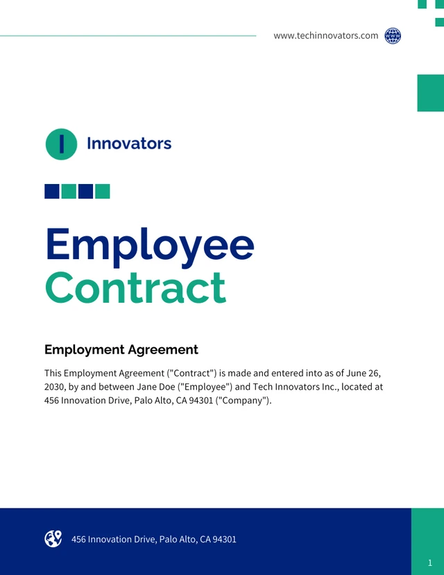 Employee Contract Template - صفحة 1