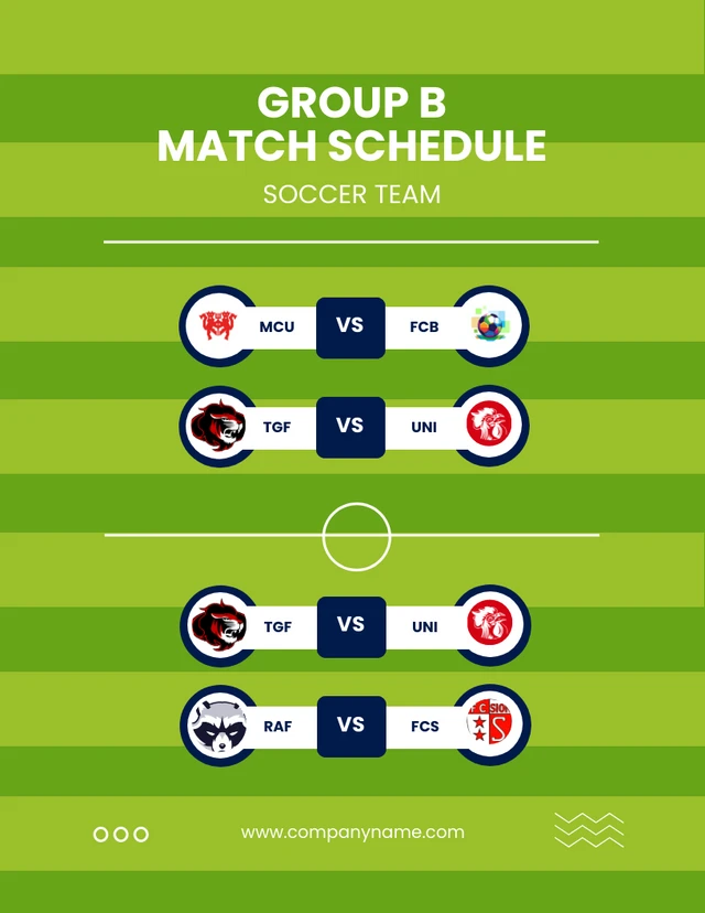 Green Simple Soccer Match Schedule Template