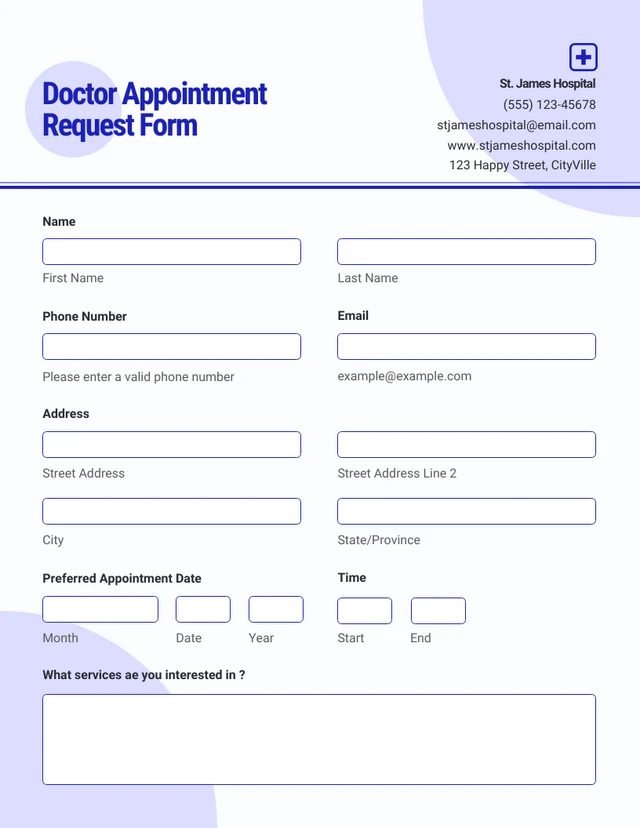 Simple Purple Appointment Form Template