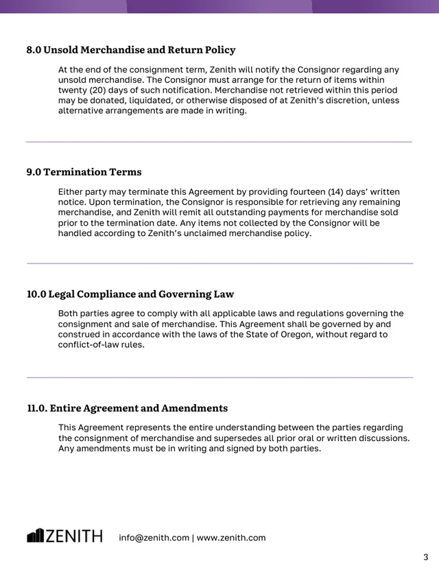 Merchandise Consignment Contract Template - page 3