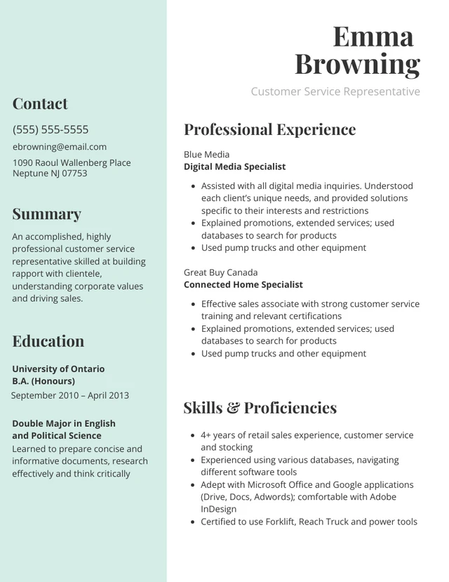 Customer Service Resume