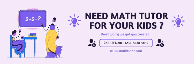 Light Purple Simple Illustration Math For Kids Banner Template